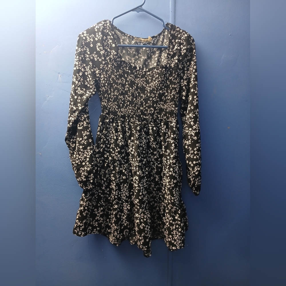 Black Floral Long Sleeve Dress